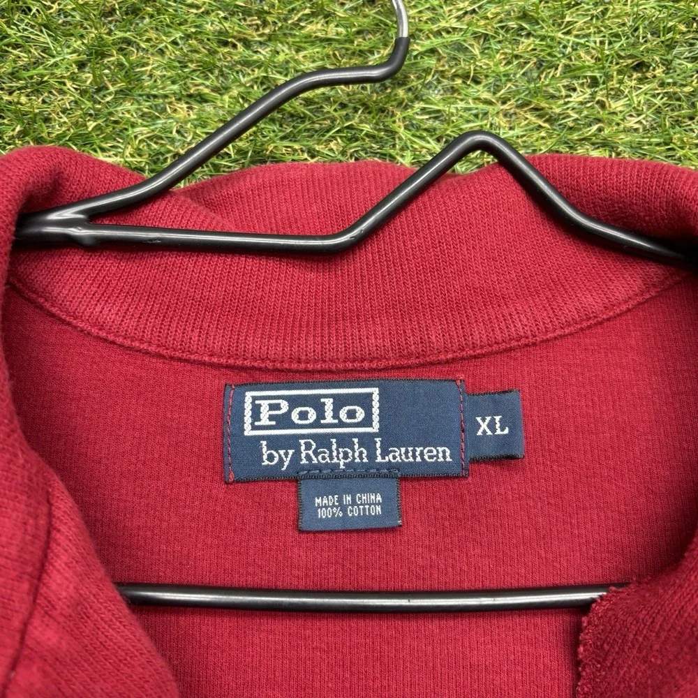 Polo Ralph Lauren Sweater Mens XL 1/4 Quarter Zip Red Pullover 100% Cotton y2k